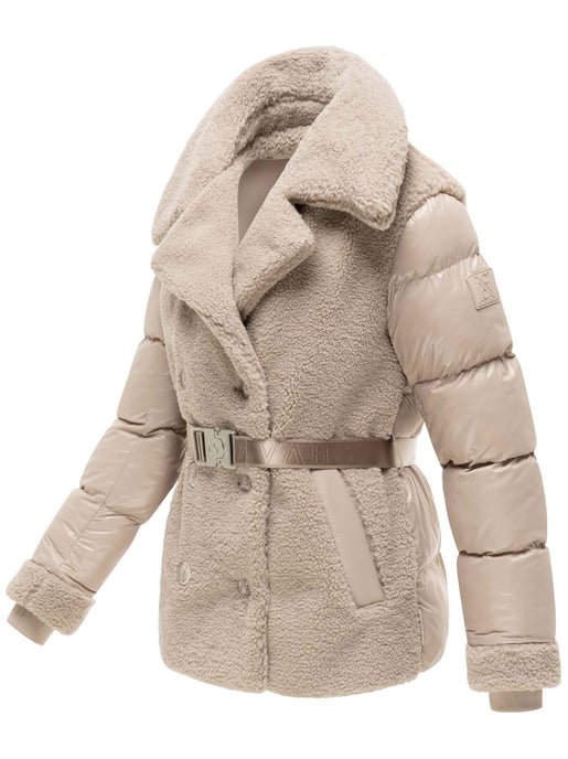 Chaqueta acolchada de peluche Navahoo Kuschelhäschen mujer – capucha desmontable y cinturón - Image 2