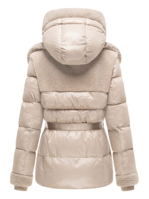 Chaqueta acolchada de peluche Navahoo Kuschelhäschen mujer – capucha desmontable y cinturón - Image 3