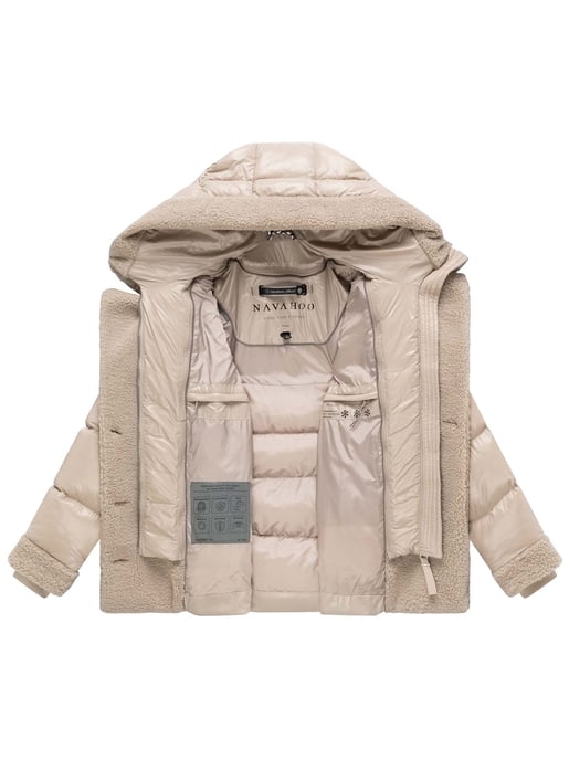 Chaqueta acolchada de peluche Navahoo Kuschelhäschen mujer – capucha desmontable y cinturón - Image 4