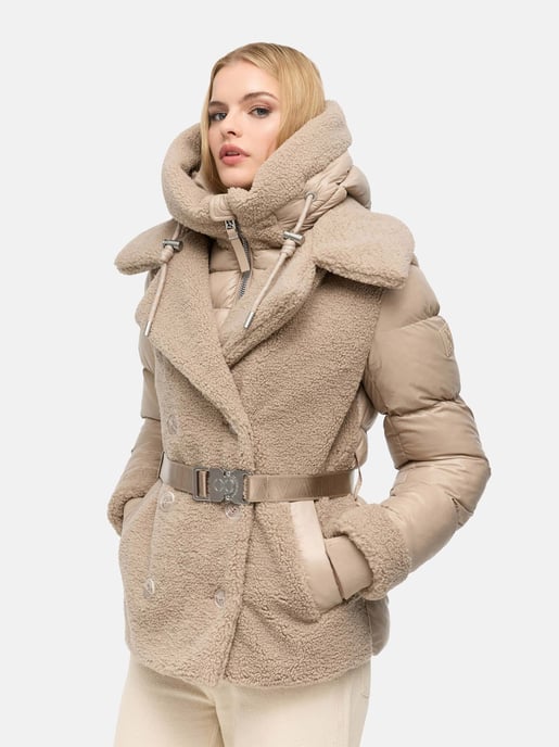 Chaqueta acolchada de peluche Navahoo Kuschelhäschen mujer – capucha desmontable y cinturón - Image 5