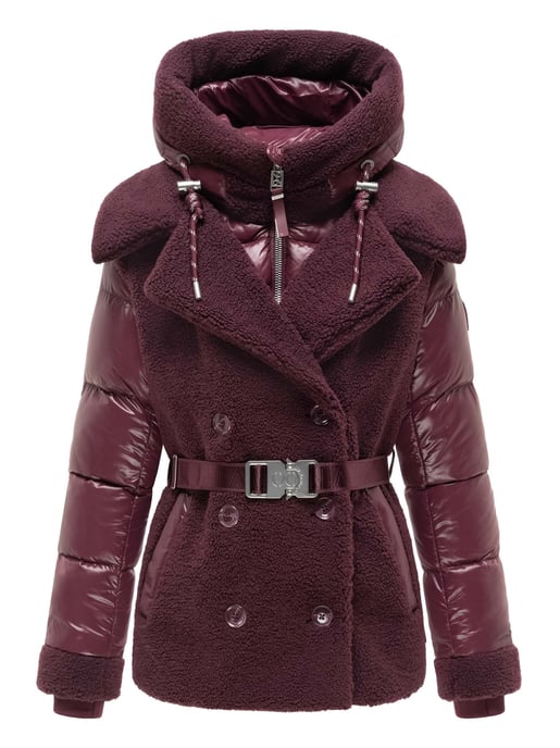 Chaqueta acolchada de peluche Navahoo Kuschelhäschen mujer – capucha desmontable y cinturón - Image 1