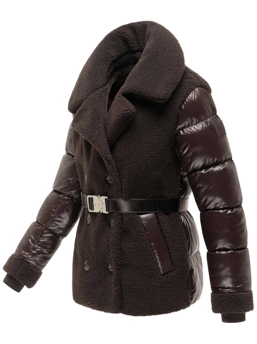 Chaqueta acolchada de peluche Navahoo Kuschelhäschen mujer – capucha desmontable y cinturón - Image 2