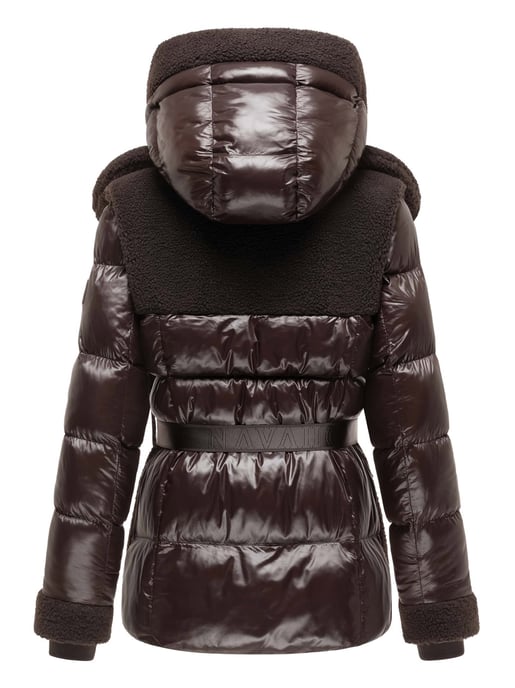 Chaqueta acolchada de peluche Navahoo Kuschelhäschen mujer – capucha desmontable y cinturón - Image 3