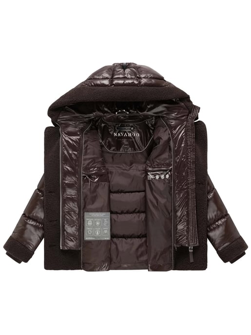 Chaqueta acolchada de peluche Navahoo Kuschelhäschen mujer – capucha desmontable y cinturón - Image 4