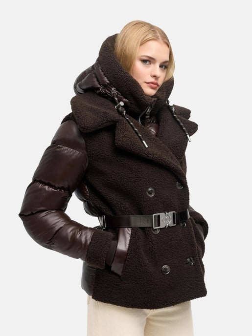 Chaqueta acolchada de peluche Navahoo Kuschelhäschen mujer – capucha desmontable y cinturón - Image 6