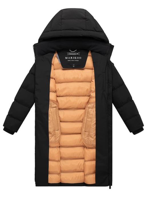 Abrigo de invierno largo Marikoo Harukaa mujer – acolchado con capucha desmontable - Image 4