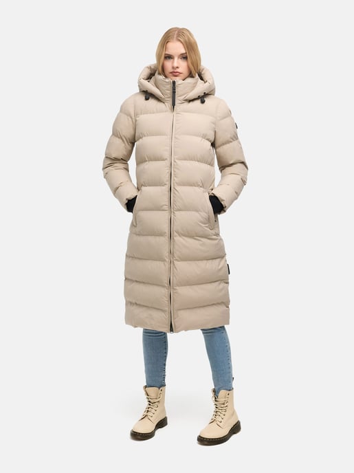 Abrigo de invierno largo Marikoo Harukaa mujer – acolchado con capucha desmontable - Image 5