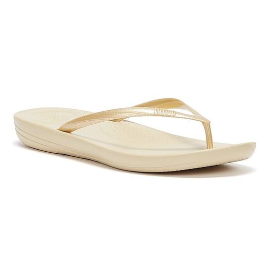 Fitflop IQushion Ergonomic Womens Gold Flip Flops - Image 2
