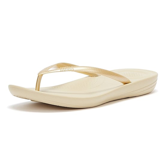 Fitflop IQushion Ergonomic Womens Gold Flip Flops - Image 3