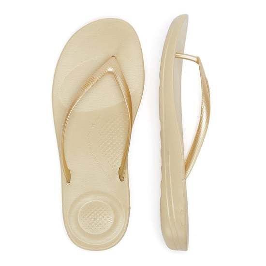 Fitflop IQushion Ergonomic Womens Gold Flip Flops - Image 6
