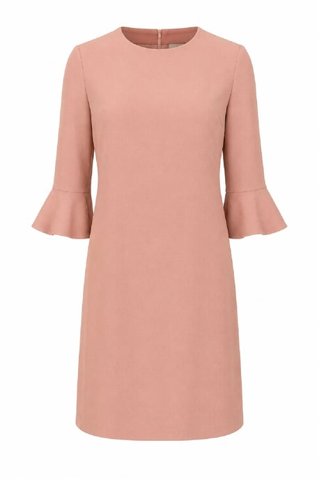 Vestido moderno de corte recto con puños acampanados - Image 4