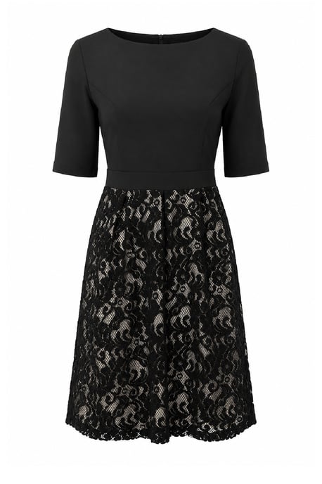 Vestido entallado con falda acampanada y paneles de encaje - Image 4