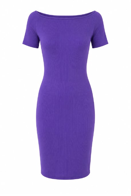 Vestido ajustado con hombros descubiertos y tejido acanalado - Image 6