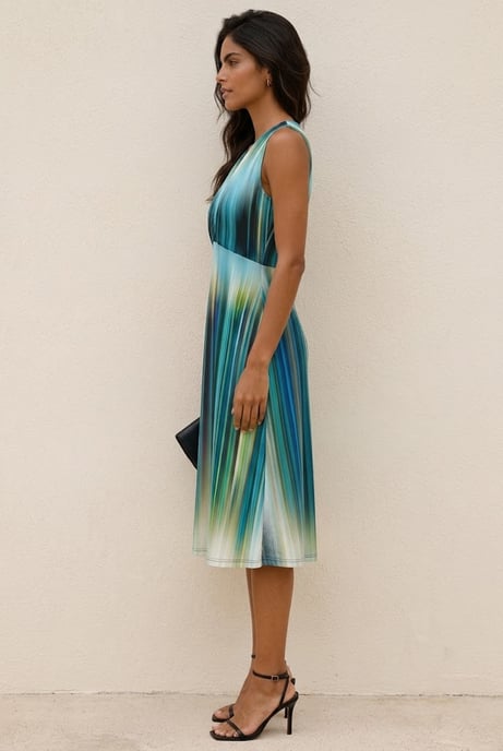 Vestido de corte imperio con rayas de acuarela - Image 2