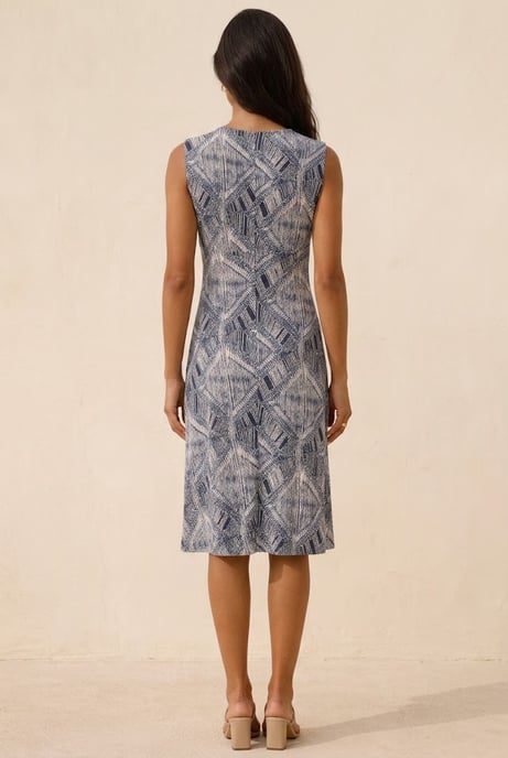 Vestido sin mangas con estampado gráfico y corte entallado y falda acampanada - Image 3