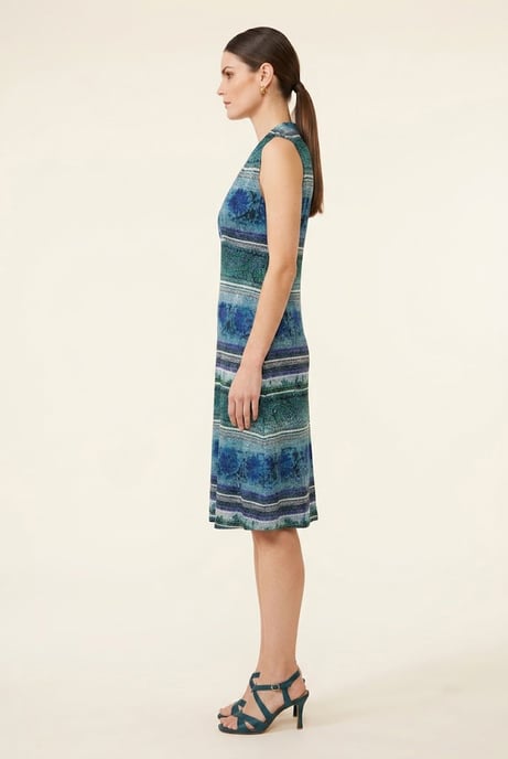 Vestido sin mangas con escote en V y estampado de borde - Image 2