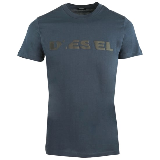 Diesel T-Diego-Brok camiseta azul marino con logo rasgado - Image 1
