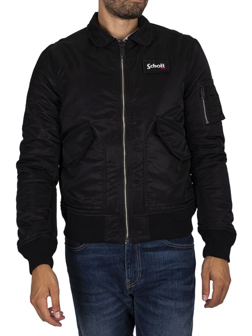 Schott Chaqueta De Bombardero Con Insignia Extraíble, Negro - Image 1