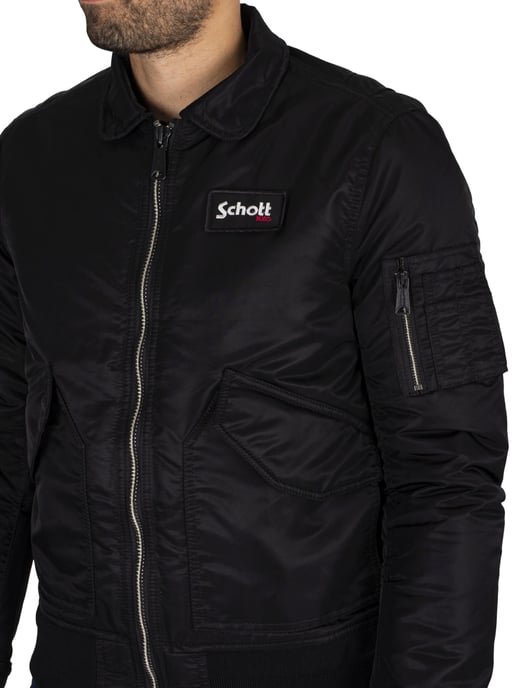 Schott Chaqueta De Bombardero Con Insignia Extraíble, Negro - Image 4