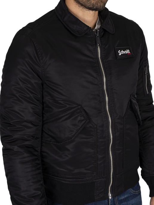 Schott Chaqueta De Bombardero Con Insignia Extraíble, Negro - Image 5