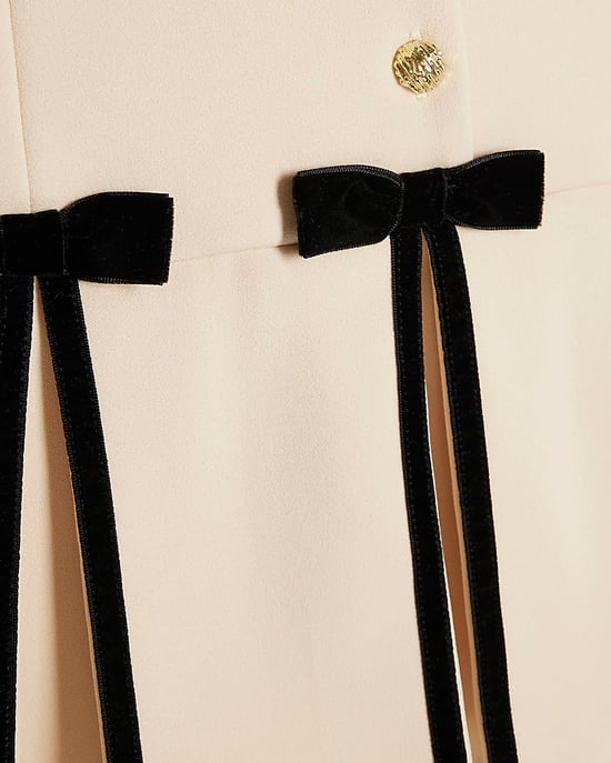 River Island Vestido niña Crema Bajo plisado con lazo Cuello redondo - Image 2