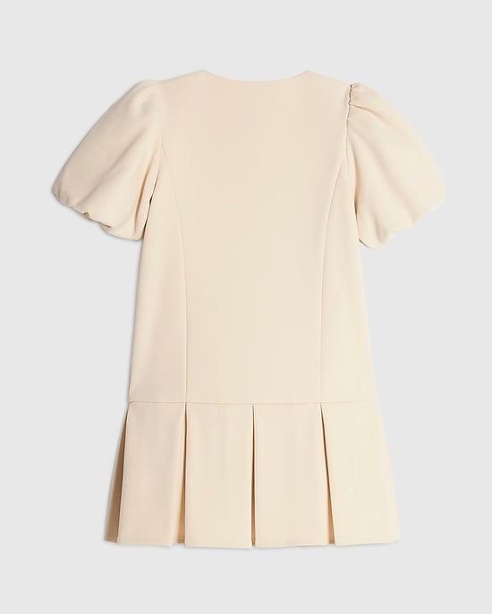 River Island Vestido niña Crema Bajo plisado con lazo Cuello redondo - Image 4