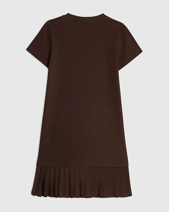 River Island Vestido de niña Marrón con bajo plisado Premium - Image 4