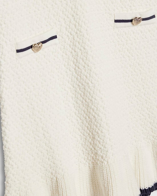 River Island Vestido de niña de bouclé con lazo en color crema - Image 3