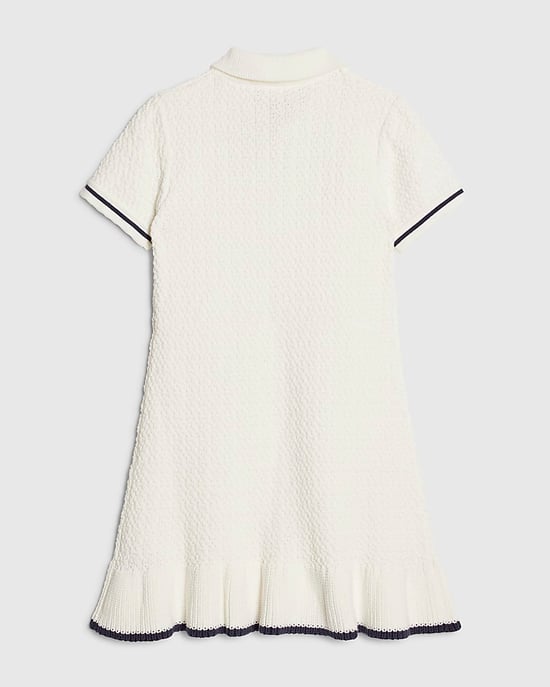 River Island Vestido de niña de bouclé con lazo en color crema - Image 4
