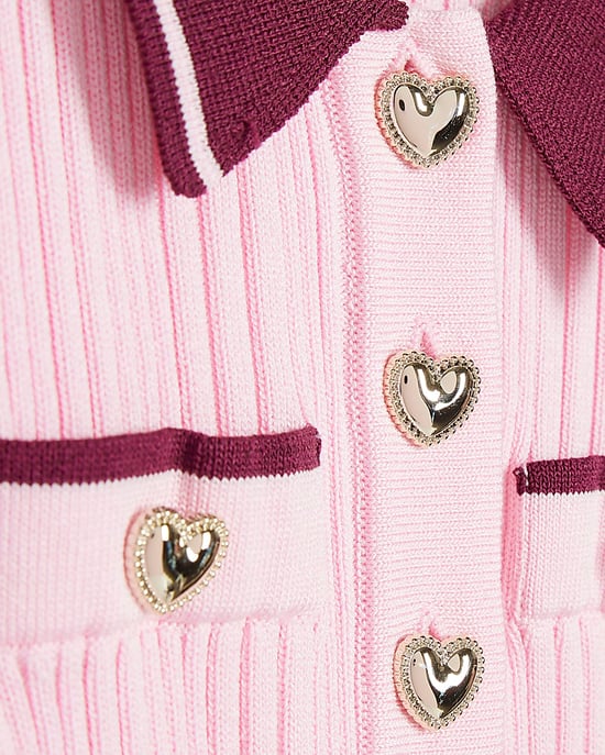 River Island Mini vestido de niña con volantes, rosa, de punto y con cuello - Image 2