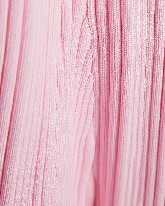 River Island Mini vestido de niña con volantes, rosa, de punto y con cuello - Image 3