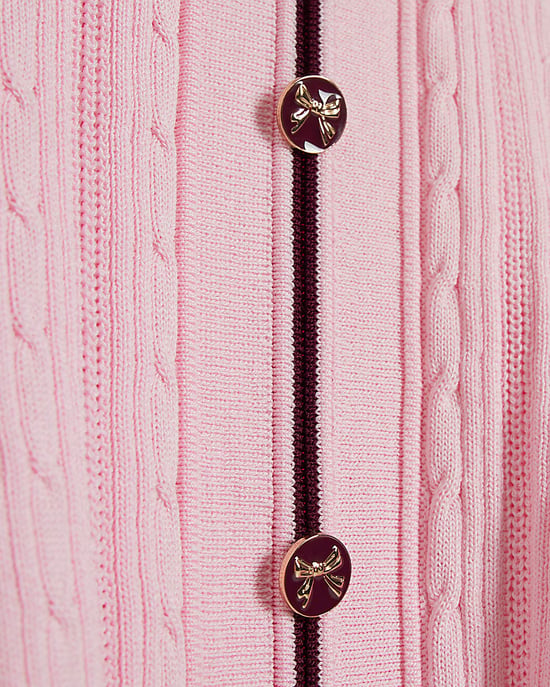 River Island Vestido de punto mini para niña con cuello rosa y ribete festoneado - Image 2