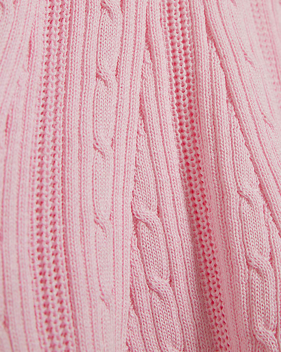River Island Vestido de punto mini para niña con cuello rosa y ribete festoneado - Image 3