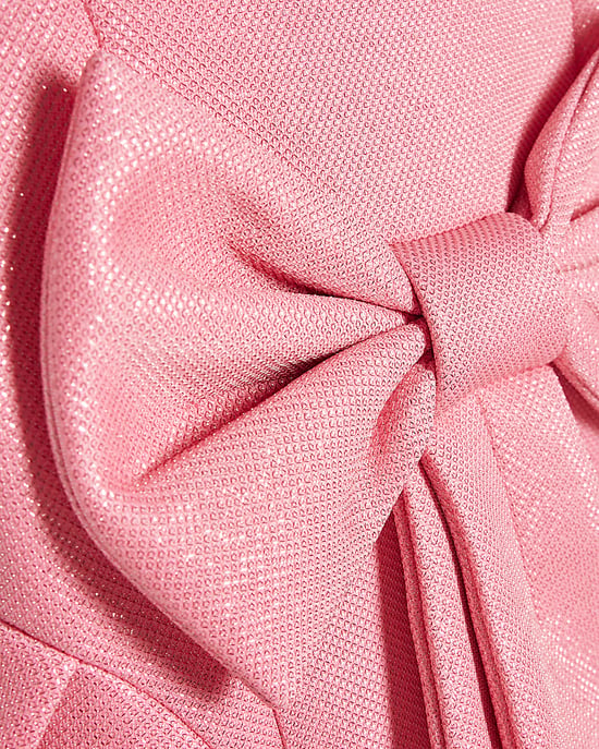 River Island Vestido skater para niña rosa con lazo de purpurina sin mangas - Image 2