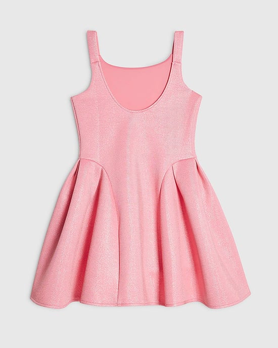 River Island Vestido skater para niña rosa con lazo de purpurina sin mangas - Image 4