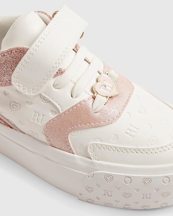 River Island Zapatillas para niña Blancas Monograma Brillantina Leopardo - Image 4