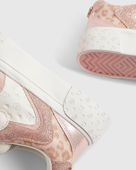 River Island Zapatillas para niña Blancas Monograma Brillantina Leopardo - Image 5