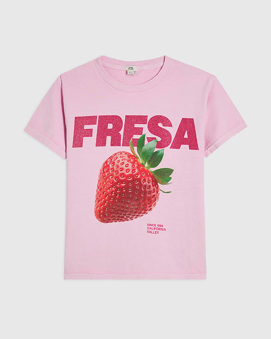 River Island Camiseta de niña Rosa con purpurina Fresha Fresa - Image 1