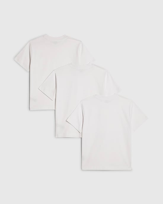 River Island Camisetas para niño Blancas RR Pack de 3 Cuello redondo - Image 4