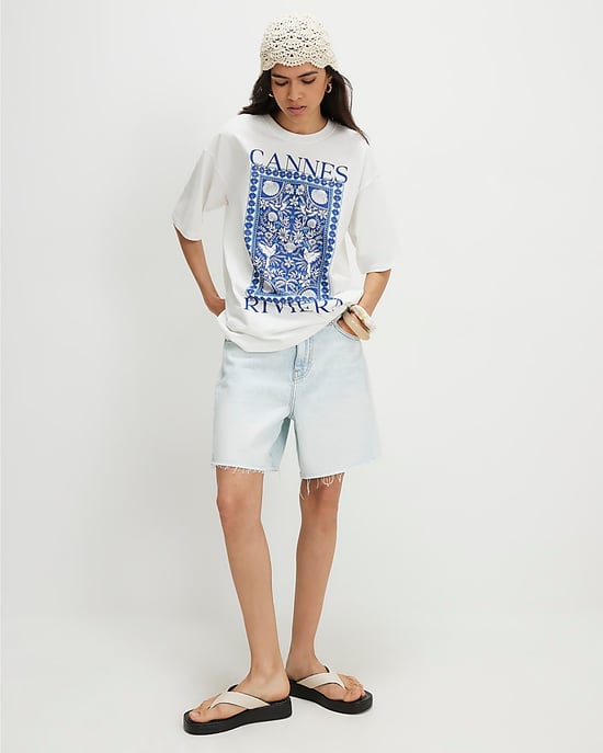 River Island Camiseta de mujer Blanca de algodón con gráfico Cannes - Image 2