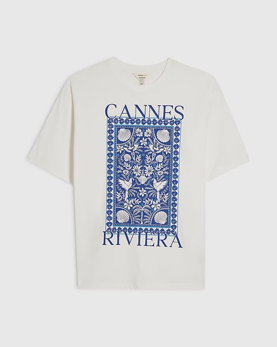 River Island Camiseta de mujer Blanca de algodón con gráfico Cannes - Image 6