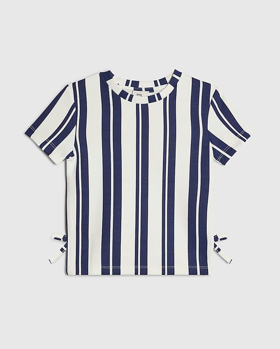 River Island Camiseta para niña Blanca Rayas Premium Lazo - Image 1
