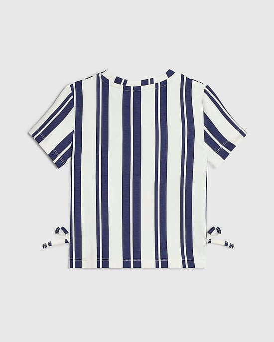 River Island Camiseta para niña Blanca Rayas Premium Lazo - Image 4