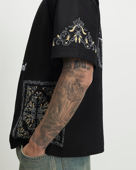 River Island Camiseta de hombre Negra de Algodón Ame Saint Midweight - Image 3