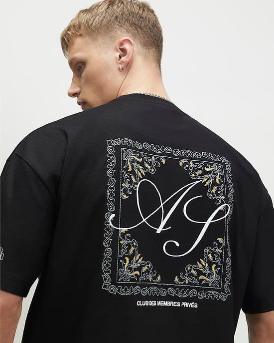 River Island Camiseta de hombre Negra de Algodón Ame Saint Midweight - Image 4