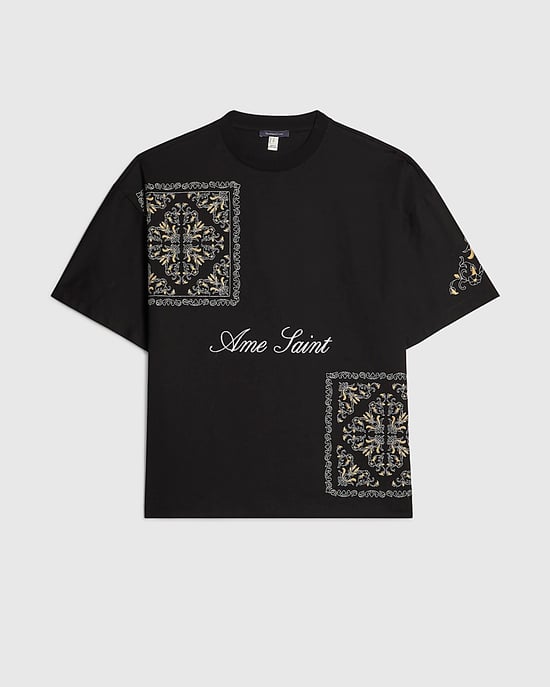 River Island Camiseta de hombre Negra de Algodón Ame Saint Midweight - Image 6