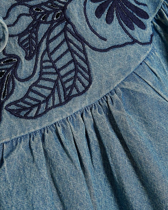 River Island Blusa de mujer Azul Vaquero con bordado calado - Image 5