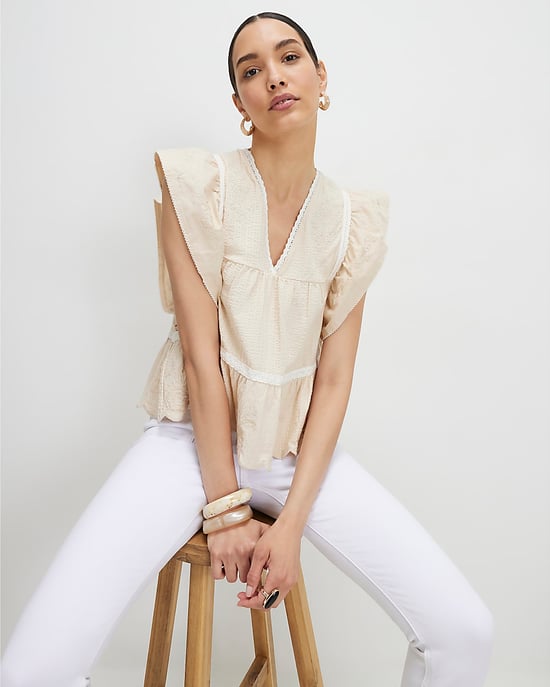 River Island Blusa de mujer Beige con bordado y escote de pico - Image 2
