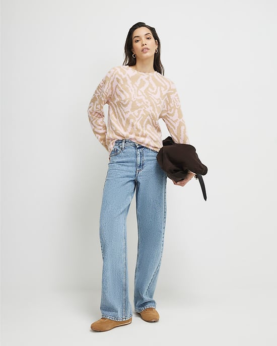 River Island Top de mujer Rosa Manga larga Estampado de cebra Suave - Image 2