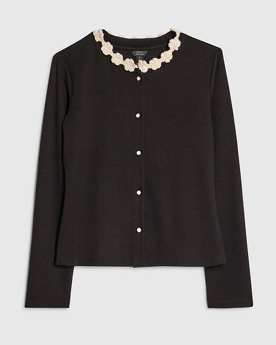 River Island Top de mujer Negro Manga larga Adorno floral - Image 6